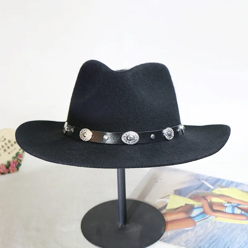 

Tibetan Wool Top Hat Hot Sale Men's Woolen Us Western Cowboy Hat Travel Performance Hat