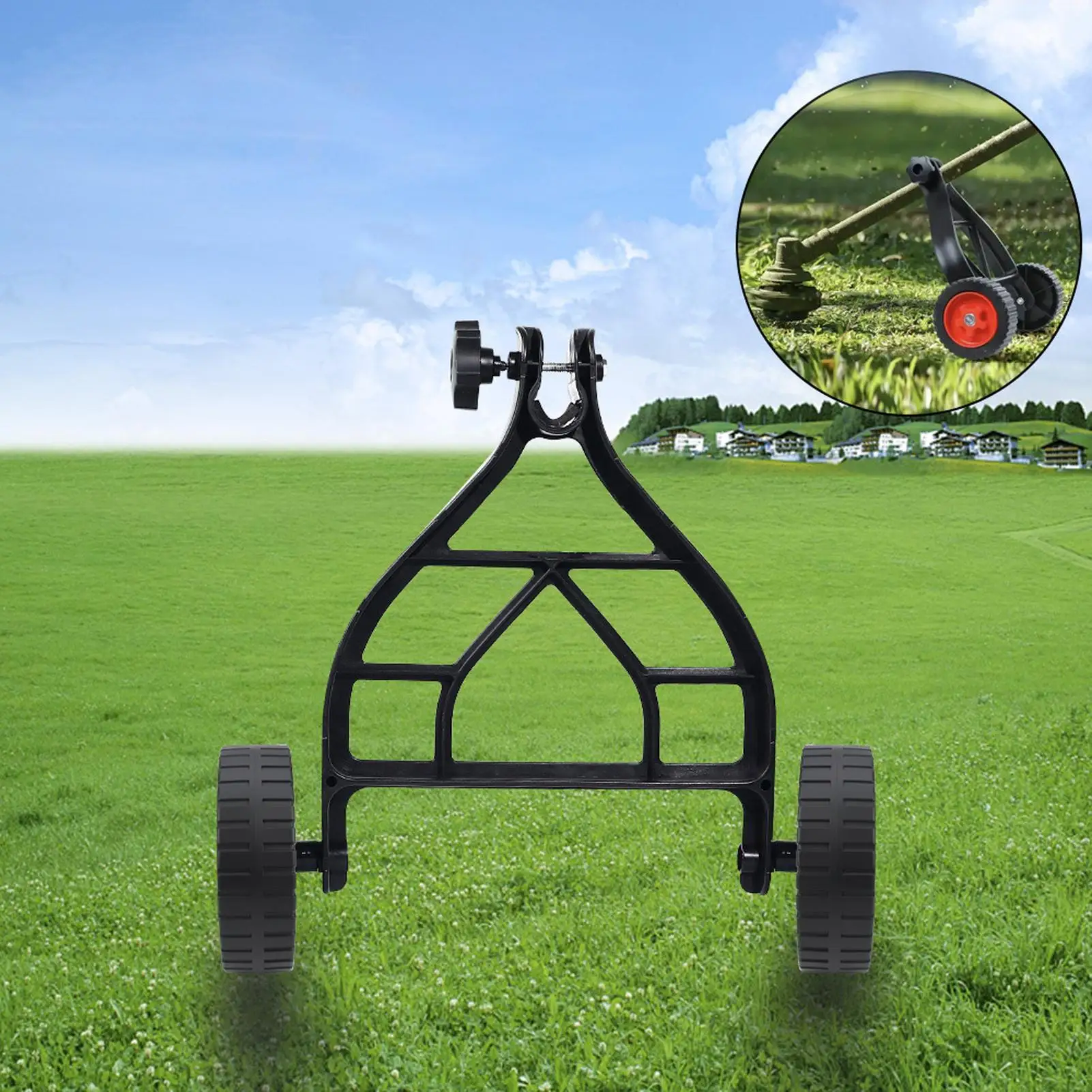 Adjustable String Trimmer Support Wheels Push Lawn Mower Stand Auxiliary Wheels Universal Lawn Mower Stand For Brush Cutter Part
