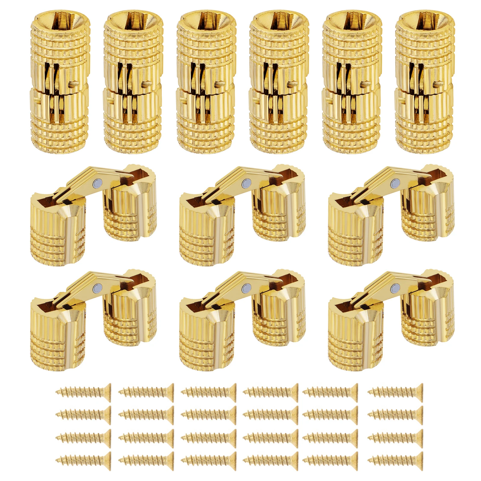 6pcs 8mm Hidden Barrel Hinges for Jewelry Box / Invisible Doors / Cabinets with 180 Degree Opening Angle, Furniture Hinges