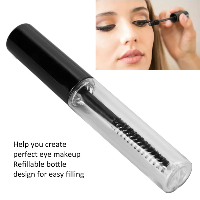 หลอดมาสคาร่าเปล่า 10 ชิ้น ขนาด 1.5 มล. ขนแปรงนุ่มละเอียด แบบเติมได้ ดีไซน์ขวดเปล่าสำหรับมาสคาร่าและขนตา