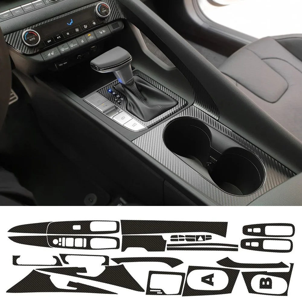 Car-Styling 3D/5D Carbon Fiber Car Interior Center Console Color Change Molding Sticker Decals For hyundai Elantra CN7 2021-2023