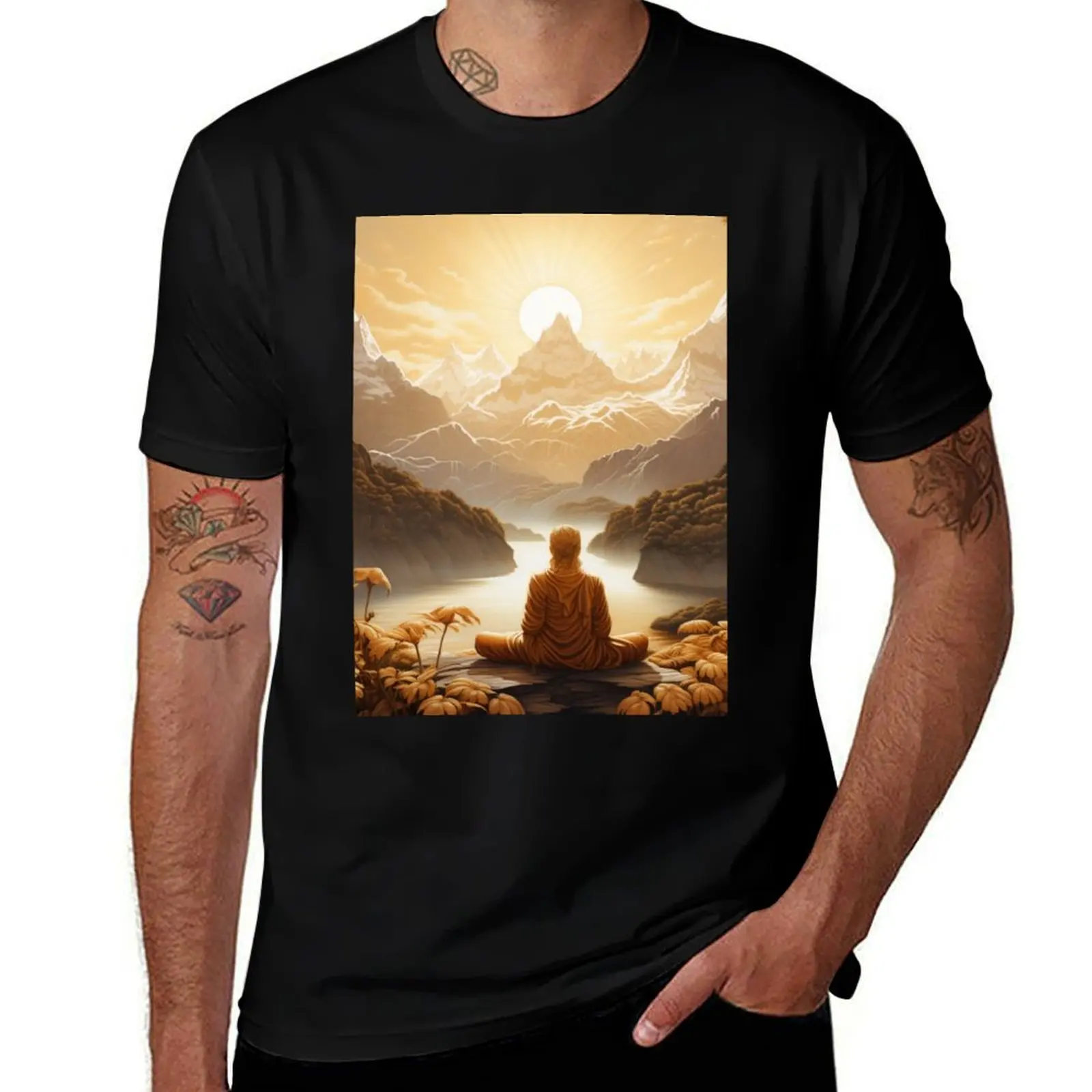 meditation in the himalayas T-Shirt Novelty Print Casual Tee Shirt T-Shirt