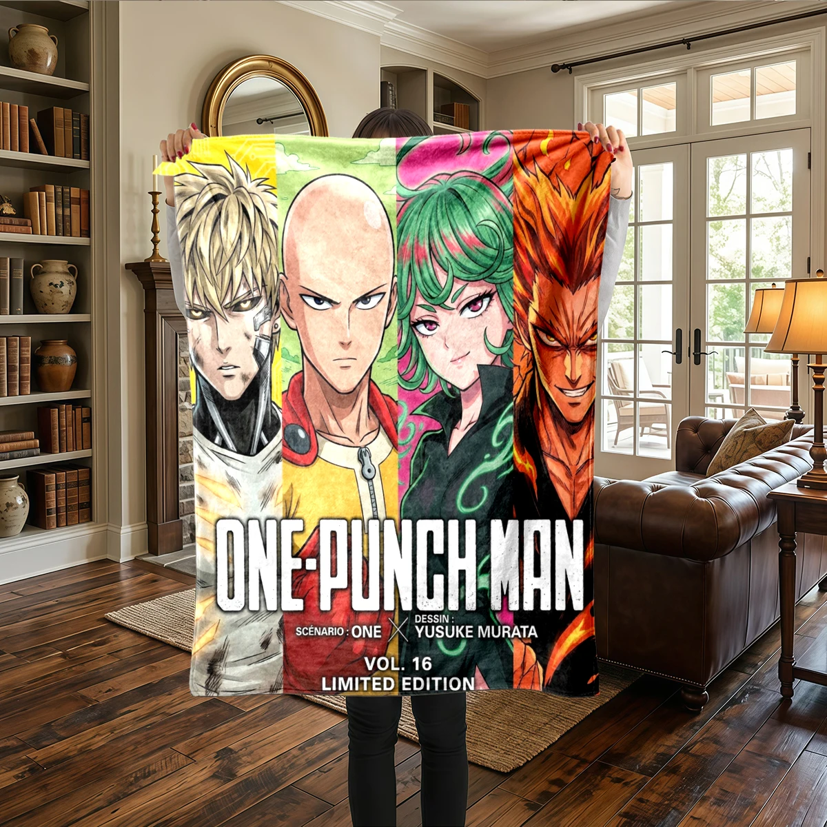 One-Punch Man Flannel Blanket Warm - Printed Comfortable, For Beds, Travel -HE43