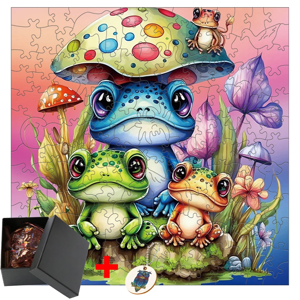 Frog Children Games Wooden Puzzle Puzzle Animals Wood Model Animal Wooden Puzzles Montessori Board Games For the Whole Family