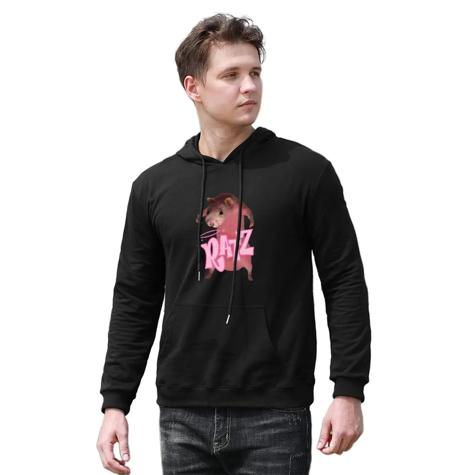 HQ Pink Rat Ratz Meme Pullover Hoodie men's winter sweater autumn new products graphic hoodie