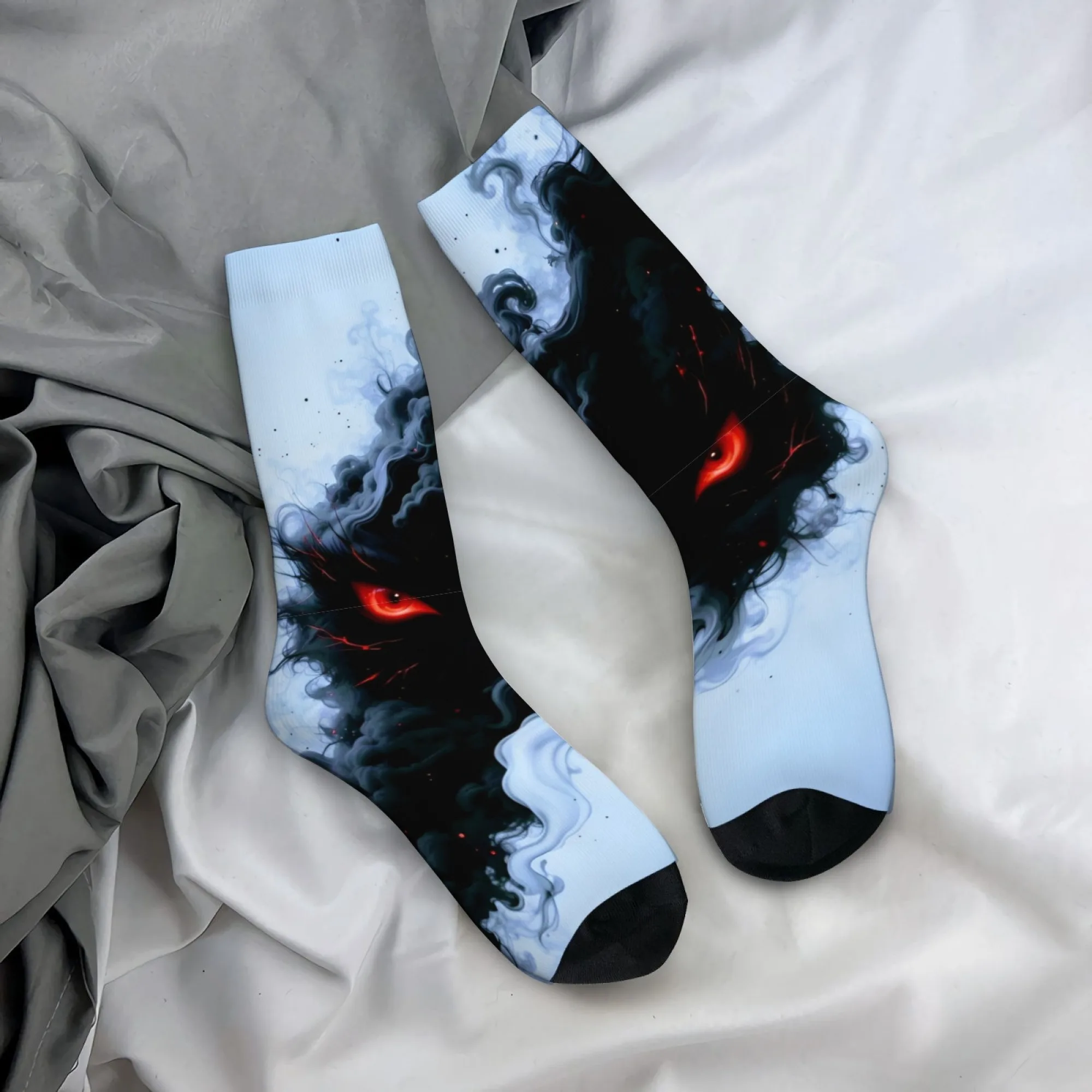 

Harajuku dark mystery smoke red-eye print men's socks novel mysterious thriller style casual socks crazy party holiday gift
