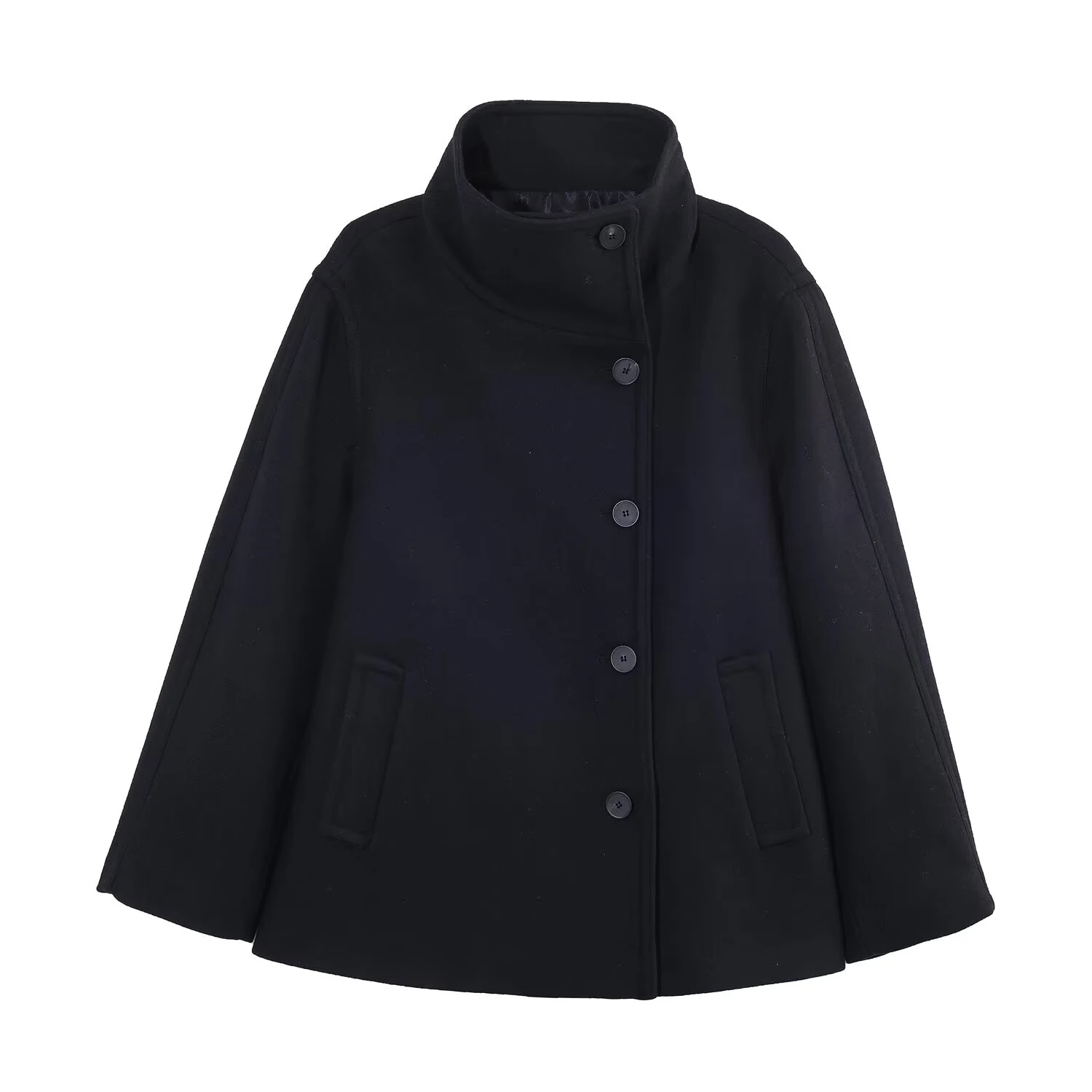 European and American style 2025 winter new product women's long sleeved versatile high necked short coat jacket