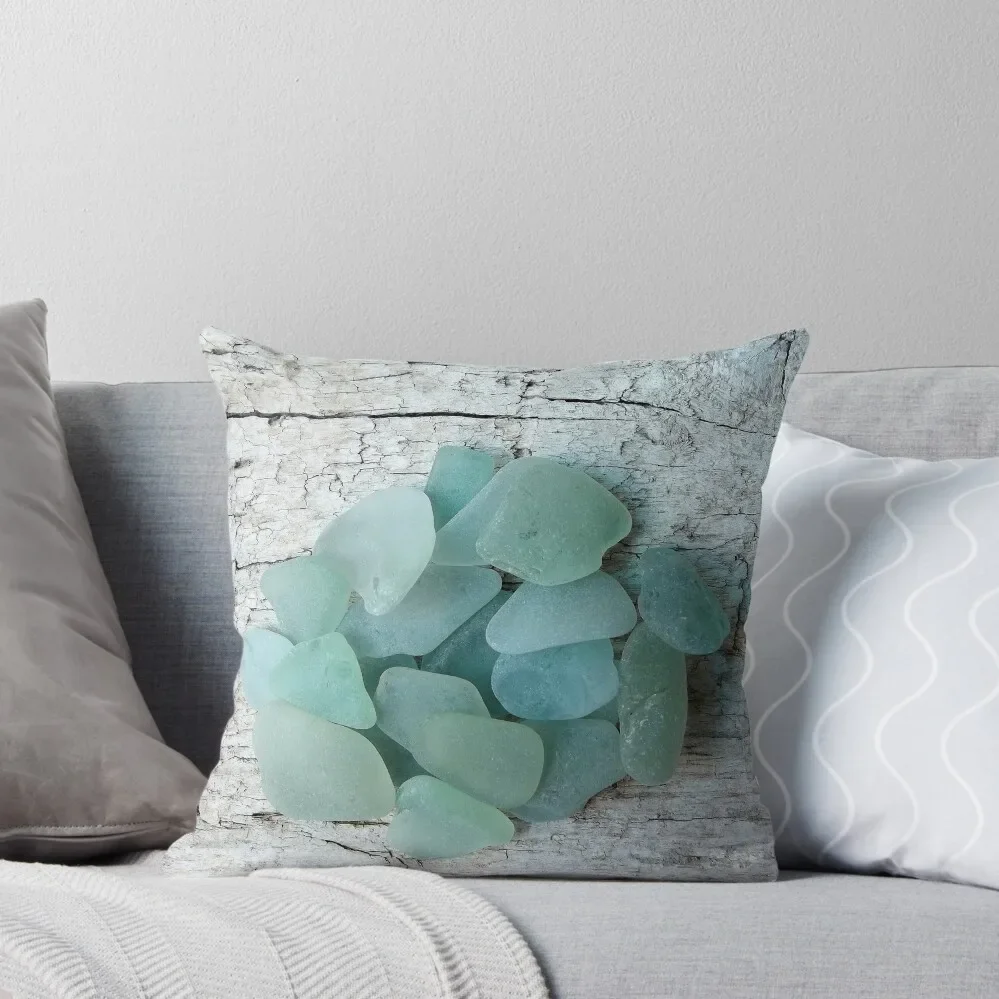 

Sea Foam Sea Glass Shades Light Turquoise on Pale Wood Throw Pillow Luxury Pillow Cover Decorative Sofa Cushion pillow