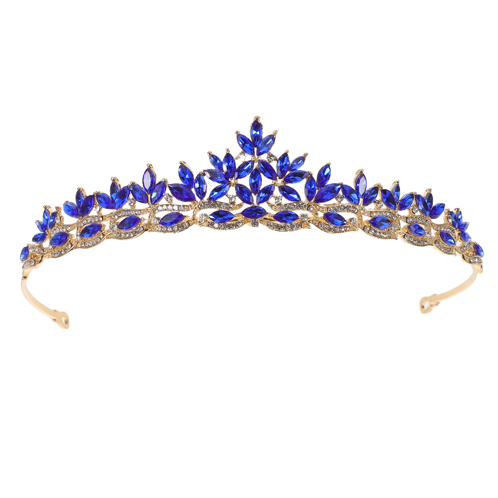 

Crystal Crown Headband Leaf Design Rhinestone Bridal Hair Accessory For Wedding Prom Evening Party Women Hairstyle