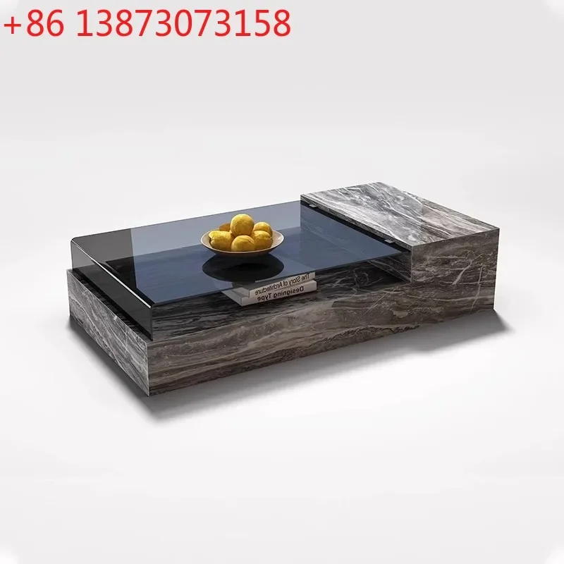 Italian light luxury rock slab coffee table rectangular small apartment household living room Venice brown Miloti coffee table