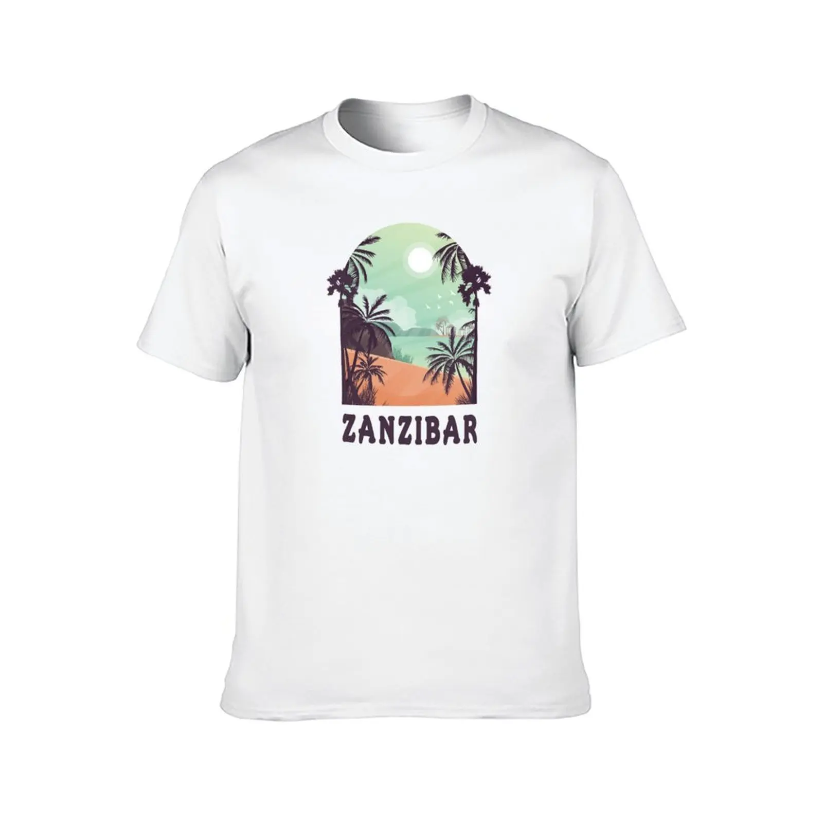 Zanzibar design avec mer et palmiers T-Shirt t-shirts pour homme pack coton T-Shirt