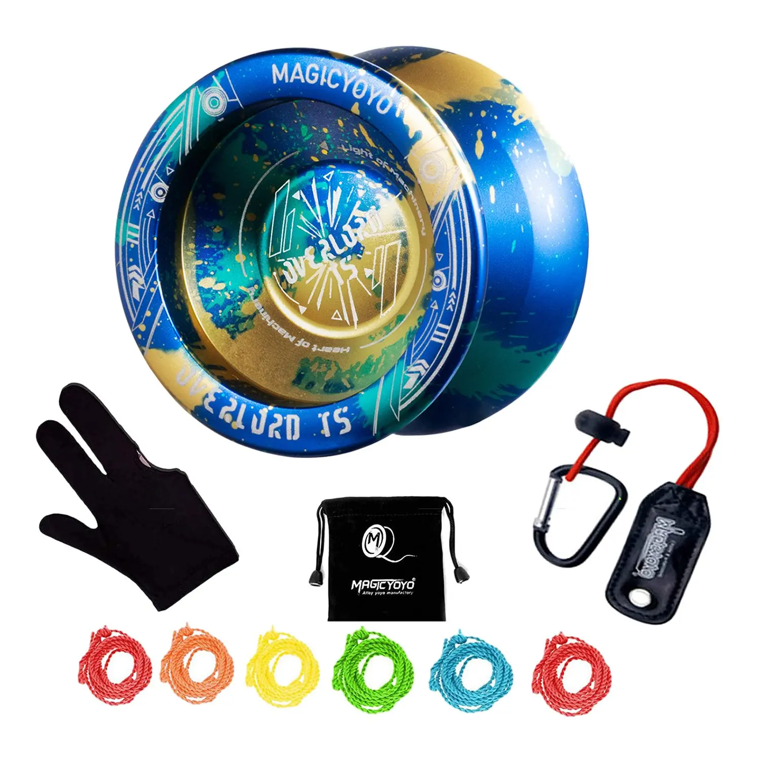 MAGICYOYO Unresponsive Yoyo T5 Overlord,Intermediate YoYo,CNC Aluminum Alloy Professional Yoyo with Bag Yoyo Glove,6 Yoyo String