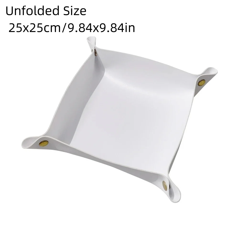 1PC 25X25CM Leather Tray Foldable Table Storage Box Jewelry Key Coin Desk Top Organizer Entryway Nightstand Home  Decoration