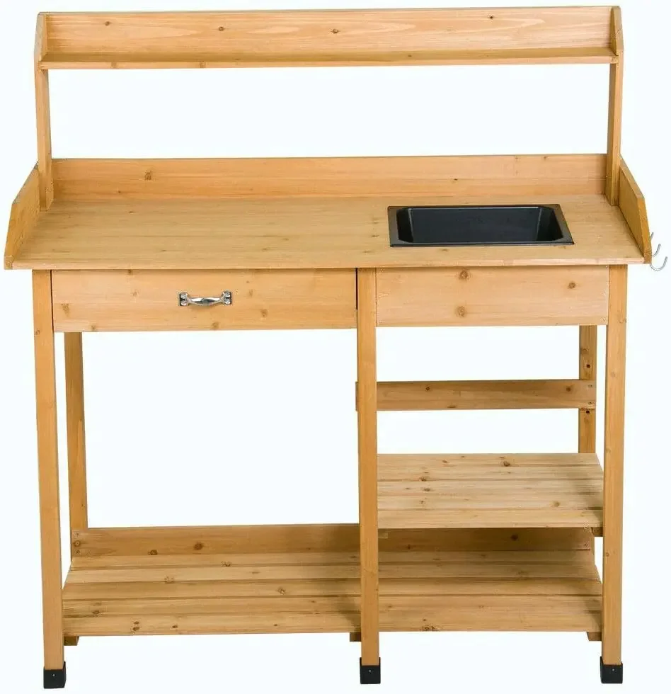 

Outdoor Wood Garden Workbench Potting Table Sink Storage Shelf Ebook