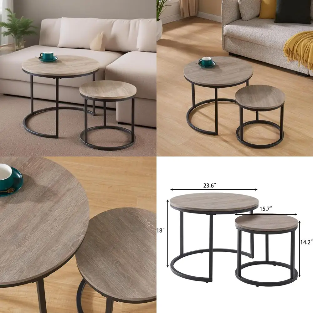 

Современный промышленный журнальный столик из французского дуба серого цвета, компактный набор столов для раскладывания