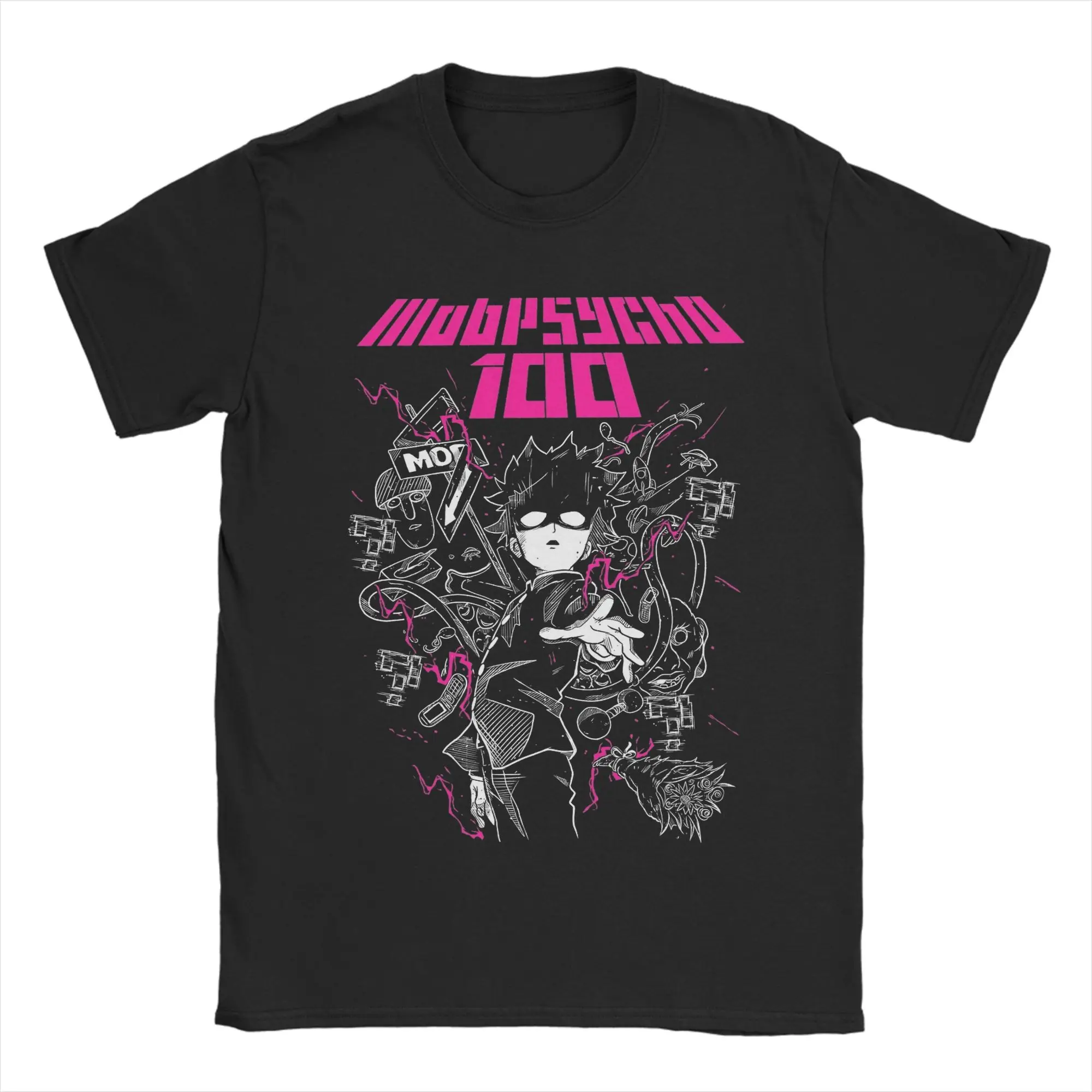 Funny Anime Mob Psycho 100 T-Shirt for Men Round Neck 100% Cotton T Shirt  Short Sleeve Tee Shirt Birthday Present Tops