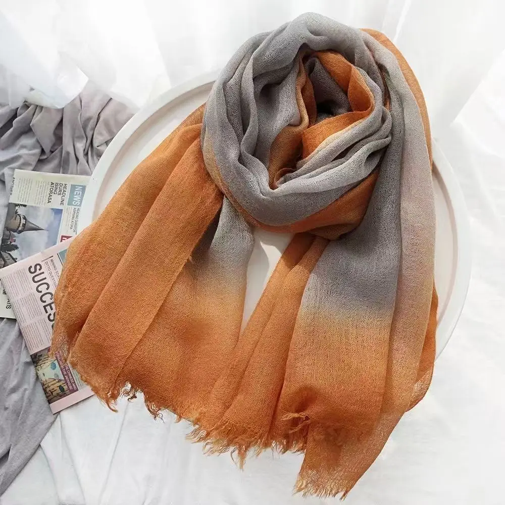 Women's New Thin Wool Blend Gradient Color Scarf Long And Wide Soft Warm Scarf Air-Conditioned Room Worn Outside Shawl