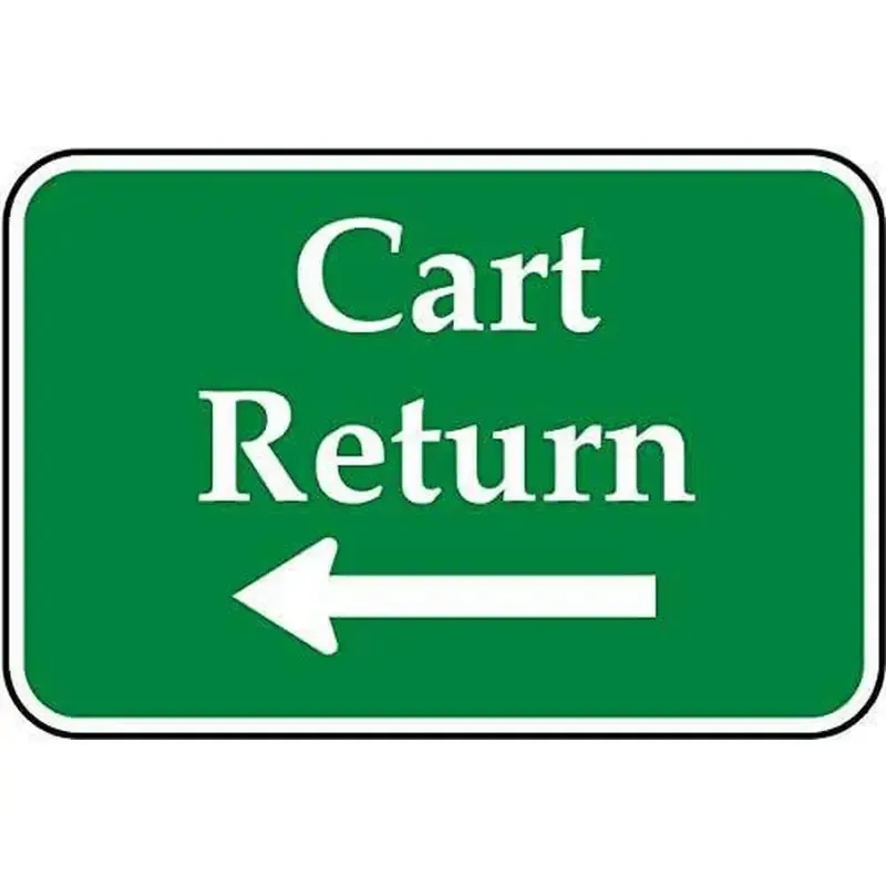 Golf Cart Return Sign Left Arrow A Heavy-Duty Durable Golf Course Guide Sign Featuring A Left Arrow and Cart Path Indication