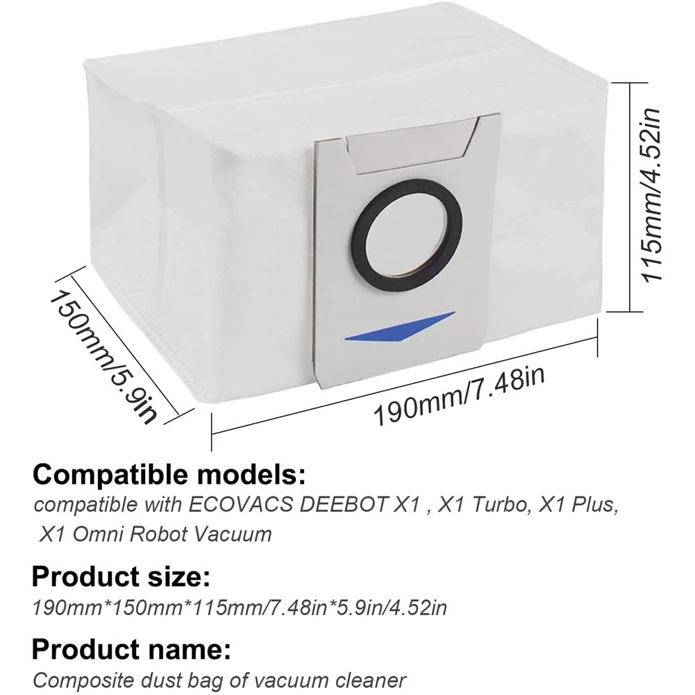 Saco de pó descartável para ECOVACS DEEBOT, X1 Omni Auto-Empy Station, 3Pack