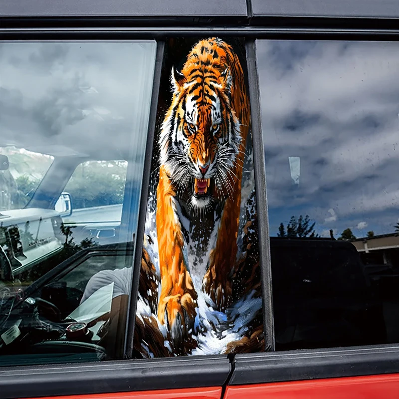 

2 штуки автомобильных наклеек на B-стойку, защитная пленка Fierce Tiger, пленка из ПВХ-материала.
