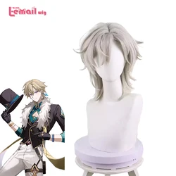 L-email wig Synthetic Hair Game Honkai: Star Rail Aventurine Cosplay Wig 35cm Light Flaxen Short Men Wigs Heat Resistant Wig