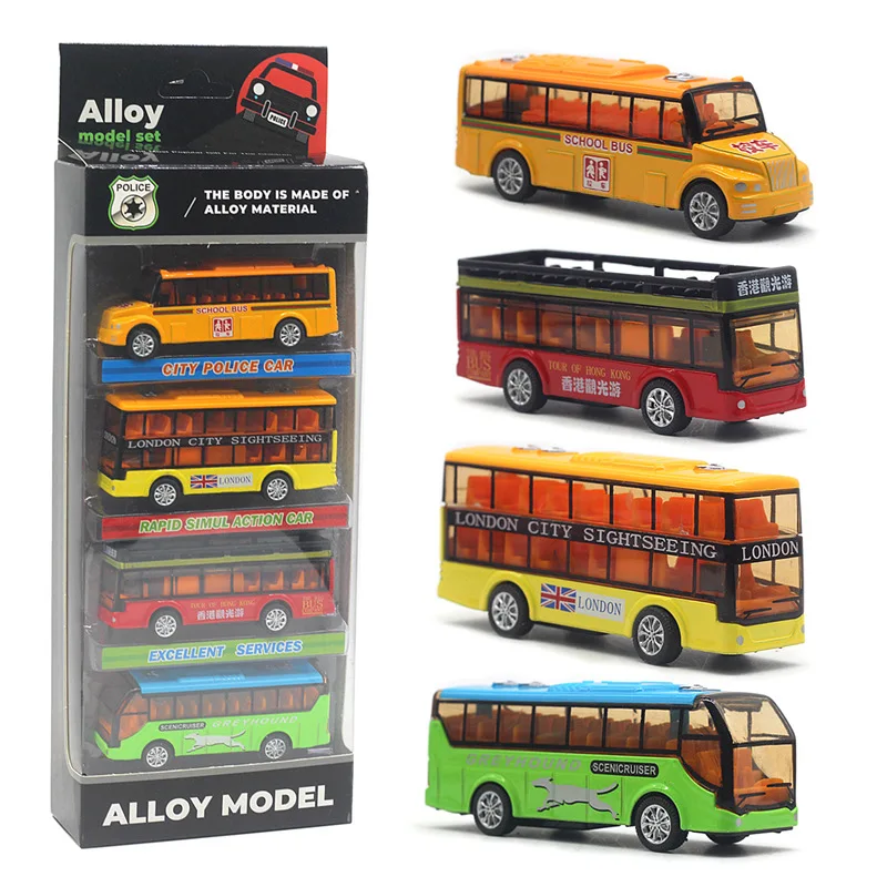 1: 50 alloy pull back bus set toy,simulation double-layer bus toy,original packaging gift box,wholesale