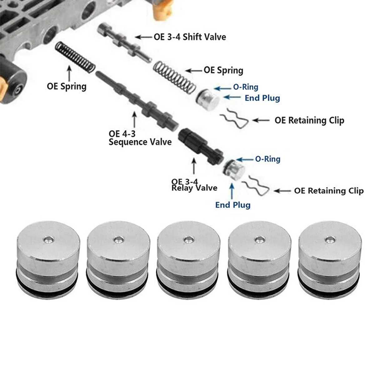 5Pcs 77964-08K O-Rings End Plugs Kit for GM Sonnax 4L60-E 4L65-E and 4L70-E 3-4 Relay End Plug Restores