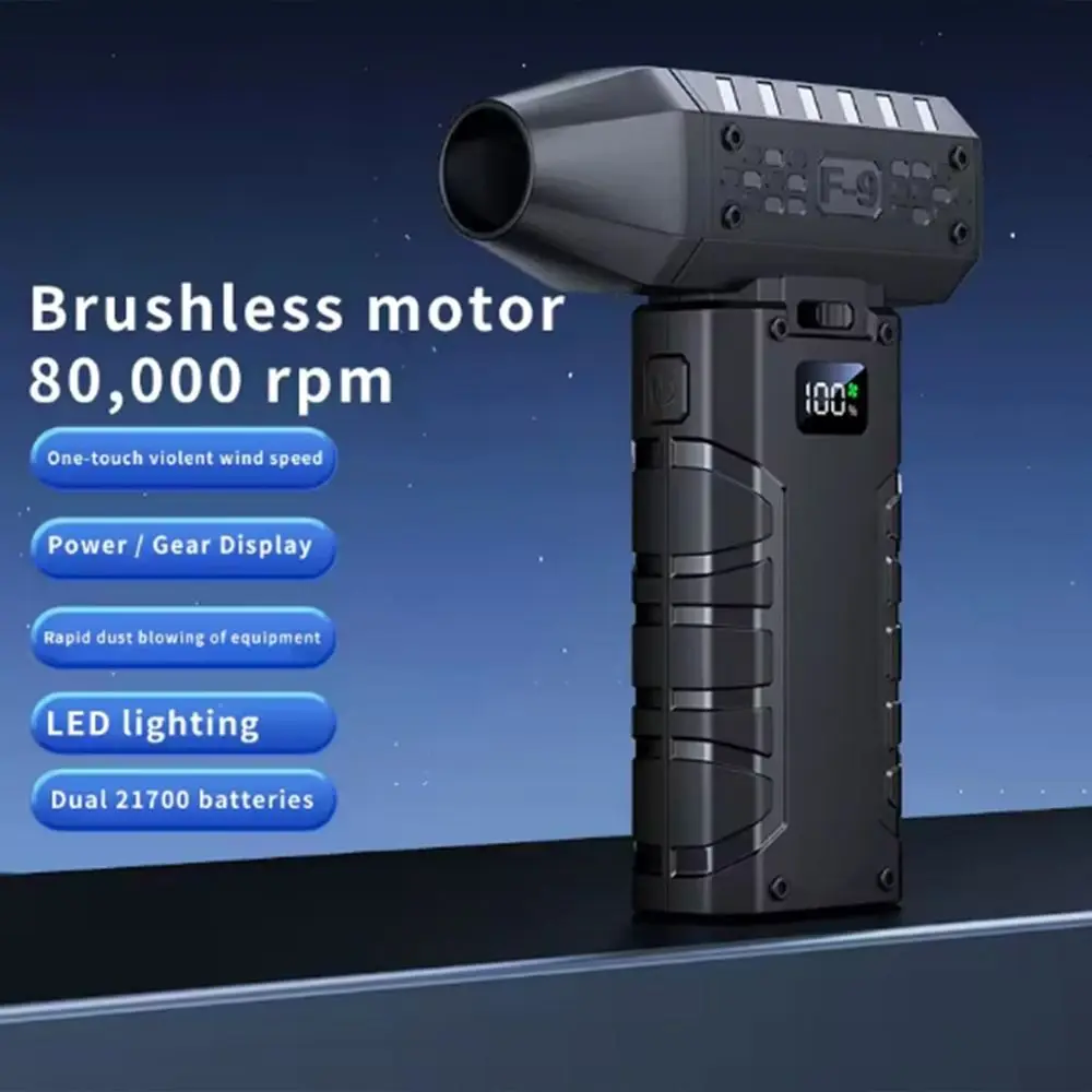 

80000 RPM Handheld Violent Turbo Fan Lighting Lamp 100 Speed Adjustable Powerful Dust Blower Rechargeable Powerful Airflow