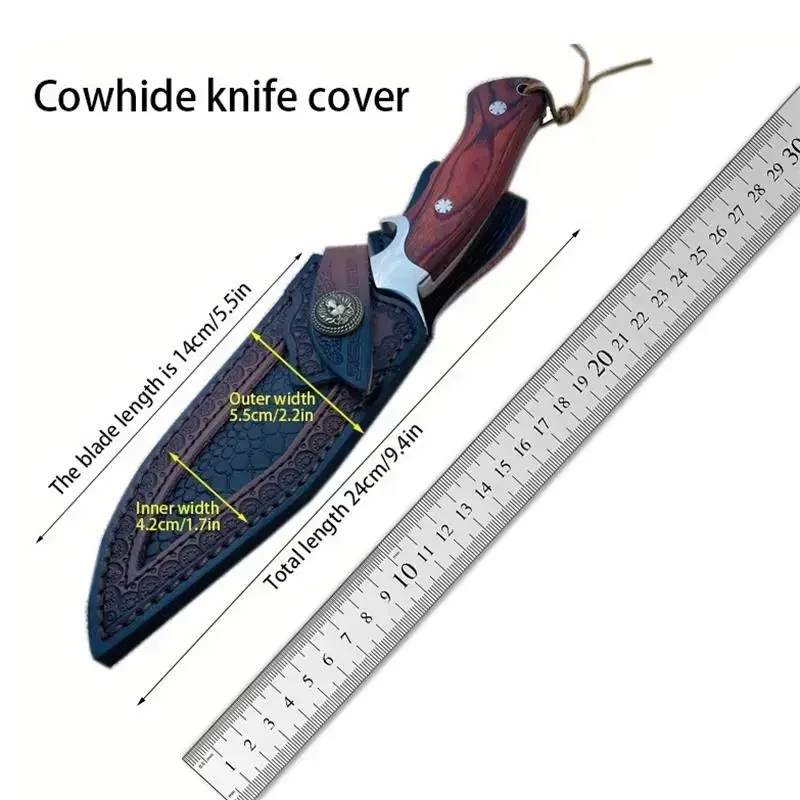 NEW Leather Sheath Belt Knife Sheath with Waist Belt Buckle Pocket Tool Knife Protective Cover (Knife Not Included)