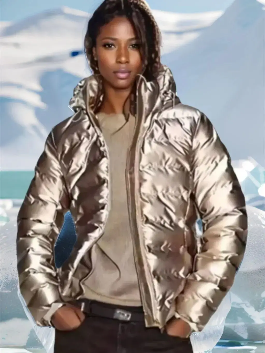 

Женские зимние спортивные парки с капюшоном и высокой талией, пальто с поясом, женские элегантные толстые теплые ветрозащитные лыжные куртки с карманами