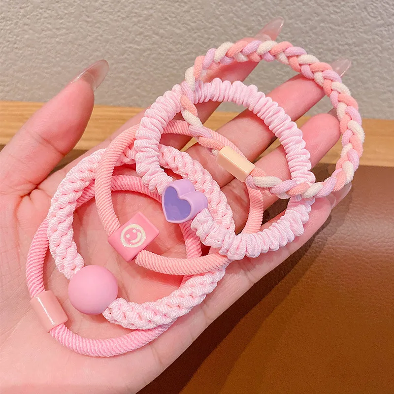 5PCS Colorful large circle children\'s rubber bands do not harm hair, girl headbands, Korean baby hair accessories, hair rings