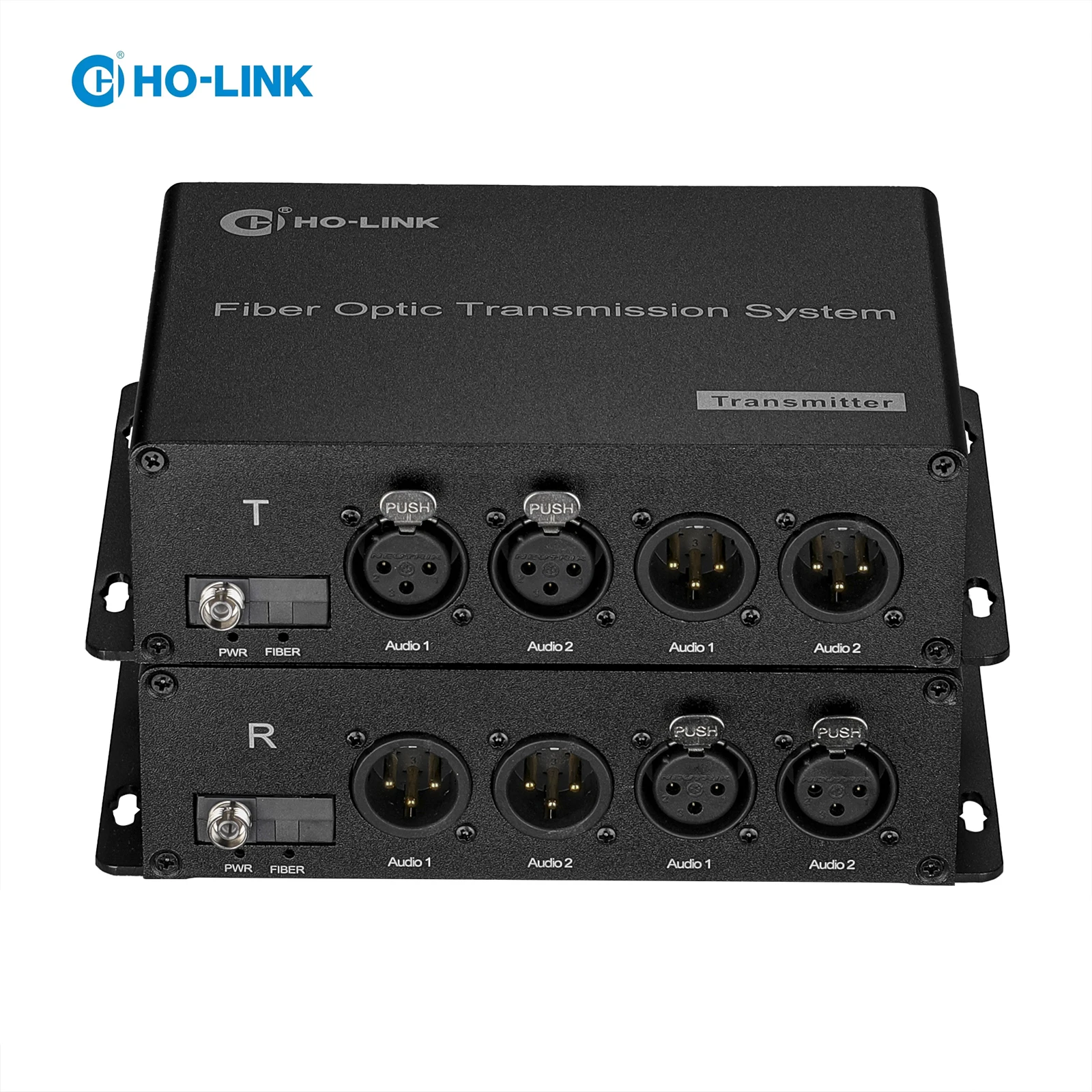 2 Ch Bi-directional (2 ways) Balanced Audio Fiber Extender to 20 Kilometers 1 SM Fiber