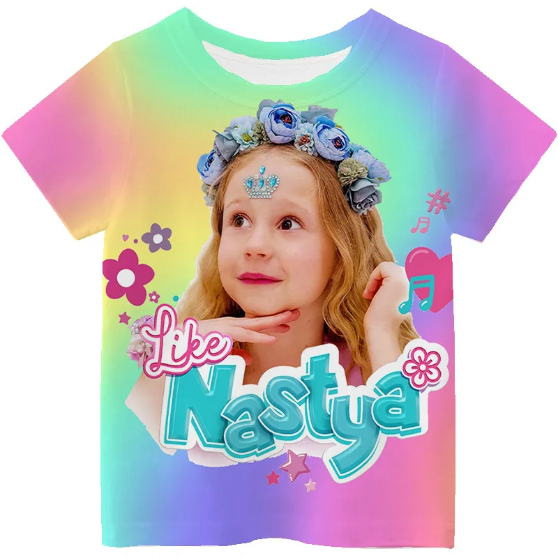 Cute Girl Nastya T Shirts Children Like Nastya 3D Print T-shirt Toddler Kawaii Tops Summer Short Sleeve Camiseta Kids Clothing