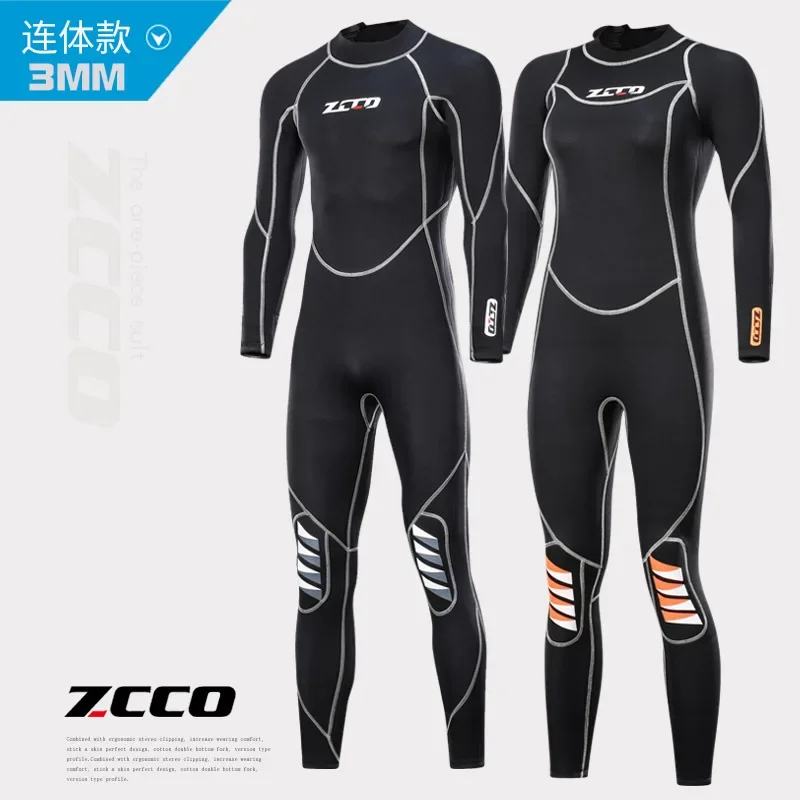 ZCCO New 3MM Diving Suit Women Men Thickened Thermal Swimming Winter Snorkeling One-piece Wetsuit Long-sleeved Jellyfish Suit