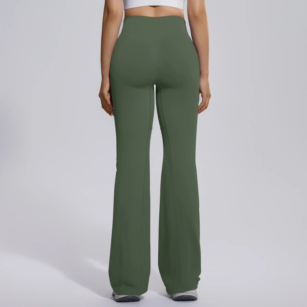 1PC Seamless V Waisted Push Up Woman Bell-bottoms Yoga Wide Leg Pants Quick Drying Yoga Pants High Stretch Solid Color Pants