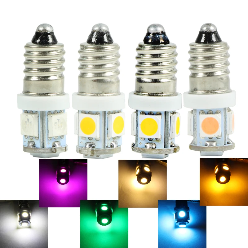 

10pcs Ampoule E10 6V 12v 24v LED Car Instrument Light 12 24 Volt Truck Auto Indicator Warning Signal Bulb Motor Miniature Lamp