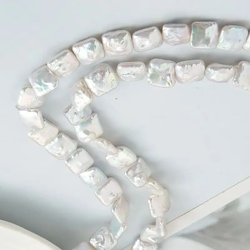 

White Rectangular Natural Freshwater Pearls For Jewelry Making DIY Necklace Bracelet Earrings Accessories 11x12mm