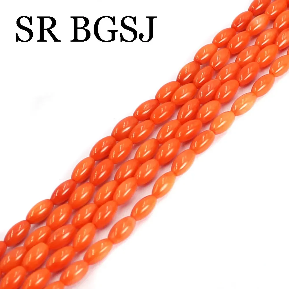 3x6mm 15inch Small Natural Orange Coral Gems Rice Jewelry Making DIY Bracelet Necklace Handmade Loose Beads