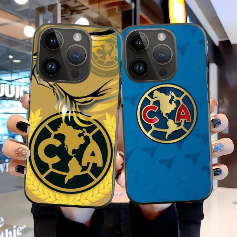 Club-America Phone Case For iPhone 14 13 12 11 Pro Max Plus Mini Black TPU Black Case Phone Cover