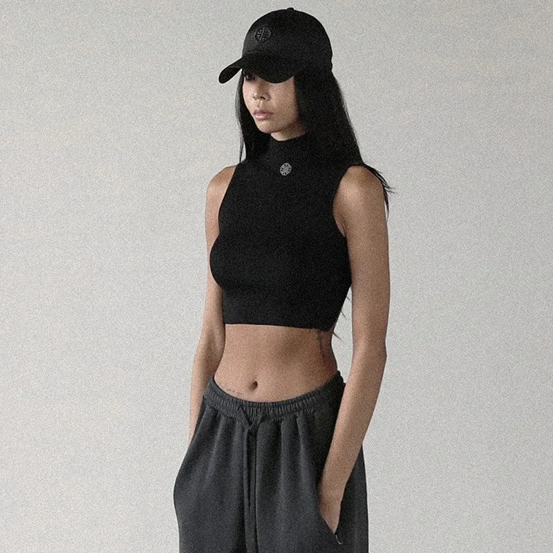 Korean badblood bcac American-style hot girl half-neck pullover with straps and revealing back piece for women trendy fashion