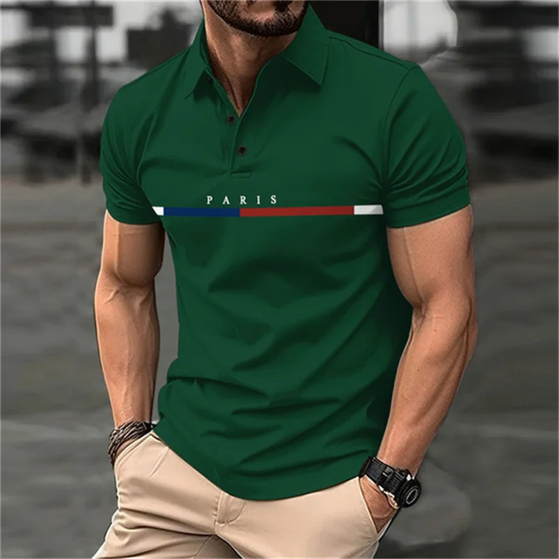 Moda divertente lettera stampa Polo t-Shirt Casual risvolto camicia da uomo estate traspirante abbigliamento da Golf oversize manica corta sport top