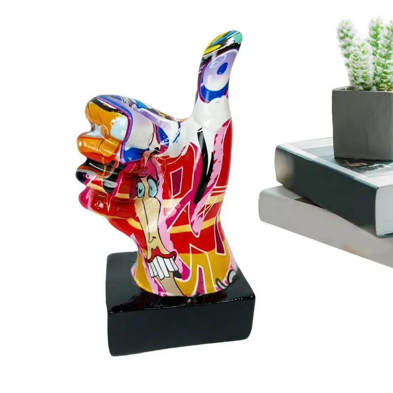 desktop gesture ornament Unique Hand Resin Statue Art SculptureColorful Thumbs Peace Figurines Table