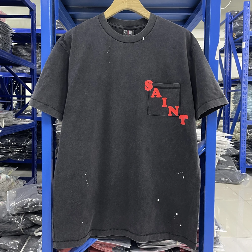 

Washed Saint T Shirt Men Women Best Quality WEAPON FORMED AGAINST ME SHALL PROSPER T-shirt Top Tees