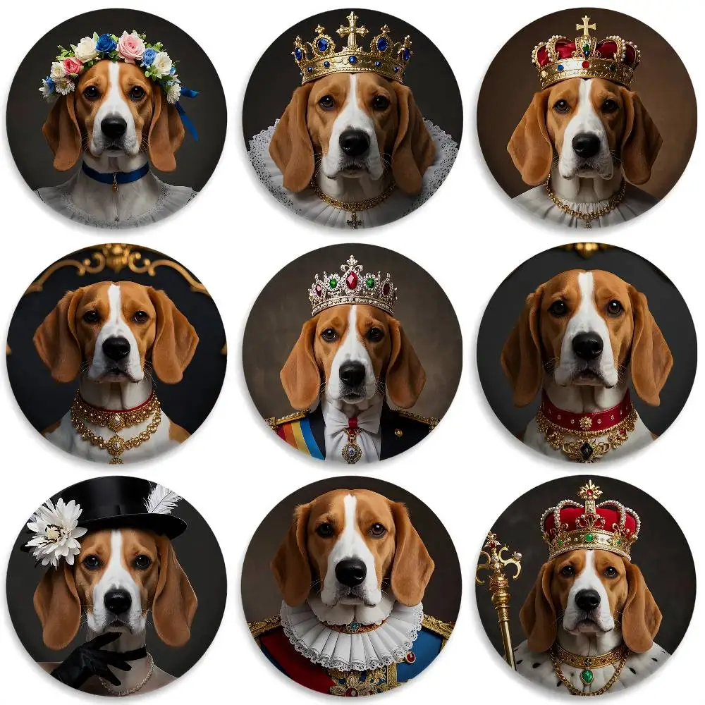 

Beagle Dog Pope Nun Cute Badges Round Exquisite Badge Brooches Creative Pins For Clothes Hat Backpack Gift Accessories