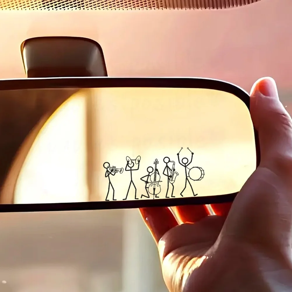 For Painted Walls Interior Auto Decoration Car Rearview Mirror Decal For Daily Driving Black Self-adhesive Backing