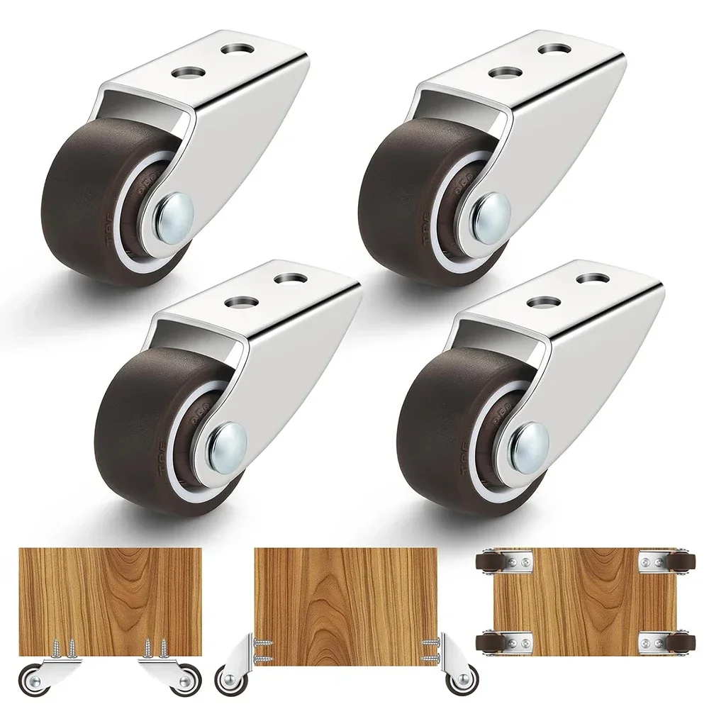 yes4-Pack Rigid Caster Wheels Set Steel Anti-Sag Support for Doors/Gates Mute Rubber Furniture Moving Wheels for Smooth Sliding