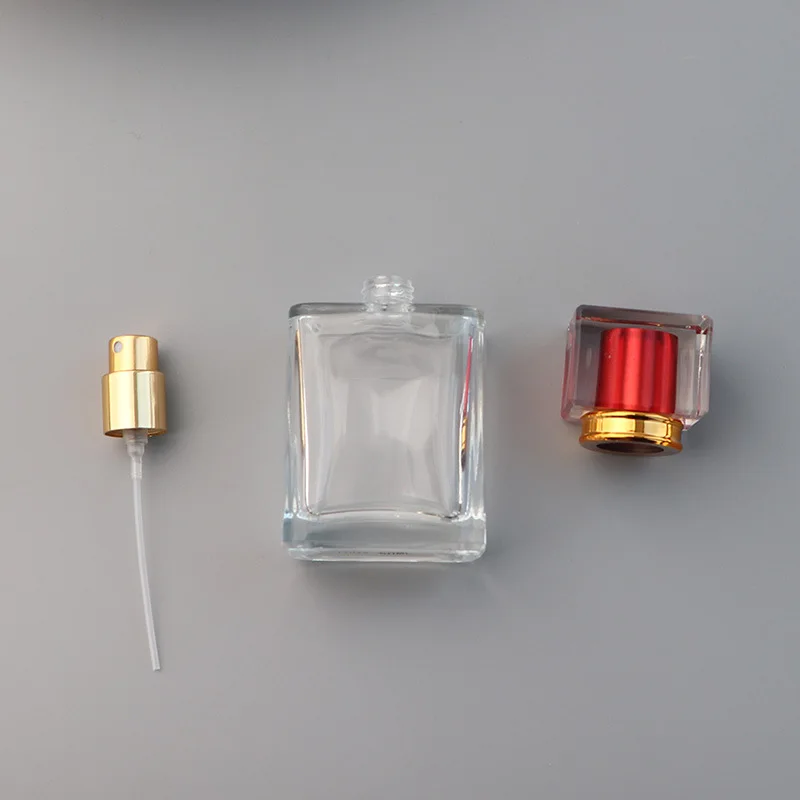 Premium Refillable Perfume Bottle Glass Transparent Empty Spray Bottle 50ml Portable Large Capacity Travel Cosmetics Bottle
