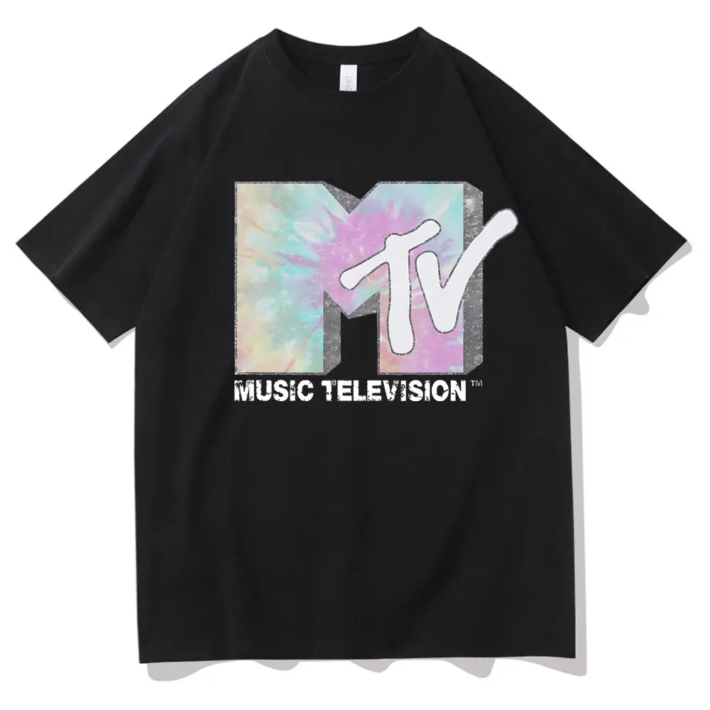 

MTV Music Television Faded Tie Dye Logo Graphic T Shirts Men Women Clothing Casual Oversized T-shirts Male 100% Cotton Tee Shirt