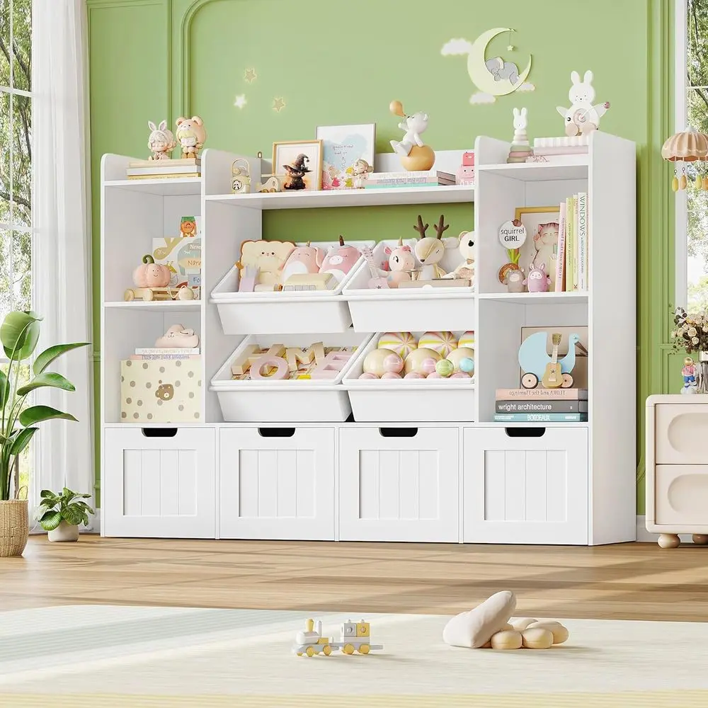 

4-Tier Rolling Toy Organizer with Storage Bins for Kids' Playroom and Living Room