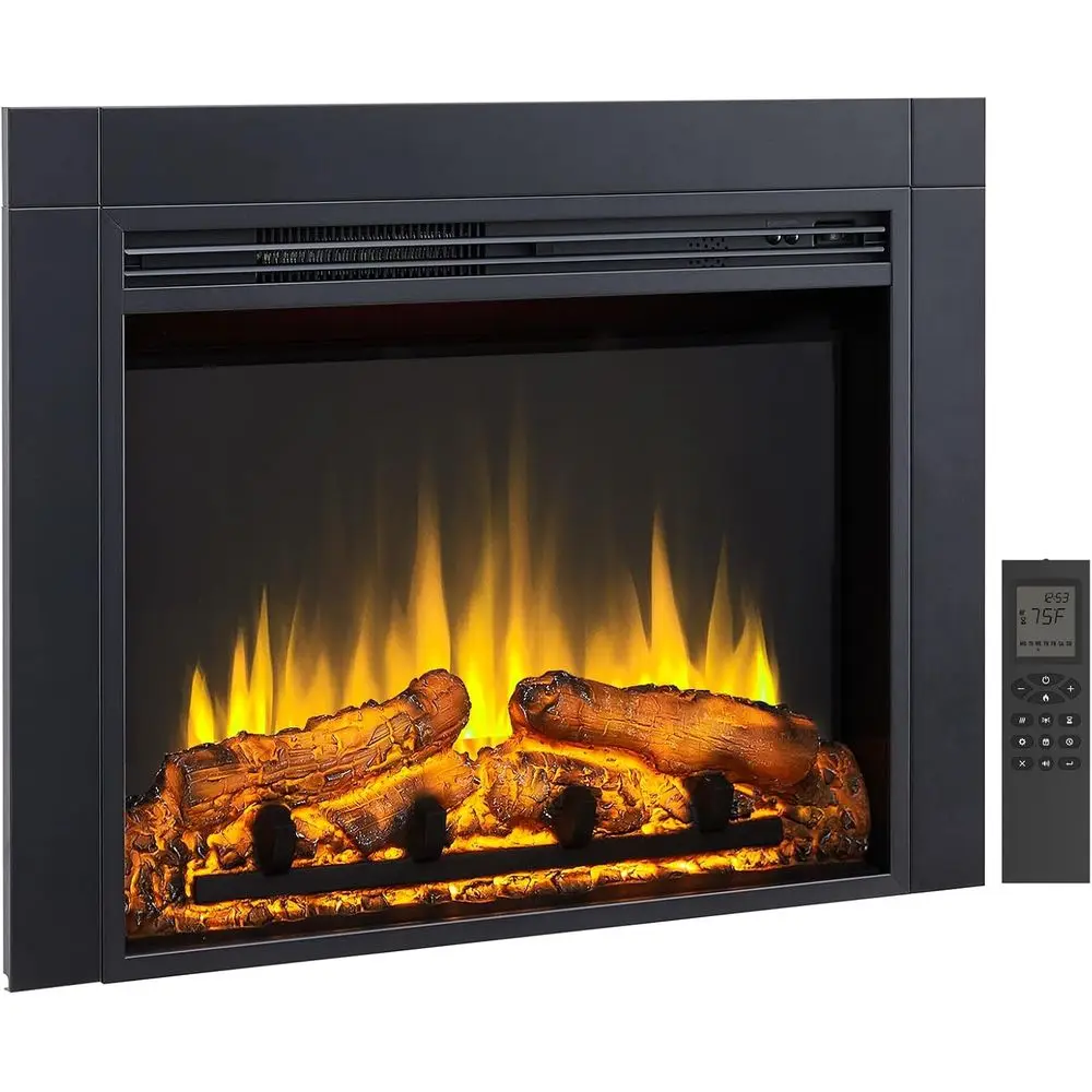 

Jaden 32'' W x 25'' H (EF455) Electric Fireplace Insert with Front Trim Kit, Fire Crackling Sound, 750W/1500W Heater, Remote Con